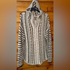 New Directions Striped V-Neck Sweater in Cream and Black